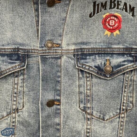 Jim Beam Medium Wash Embroidered Button Down Denim Jean Jacket | NEW!! - Picture 8 of 12